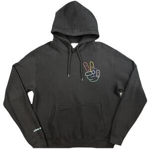 Adidas Originals Trefoil Peace Hand Hoodie Black Graphic Pullover M